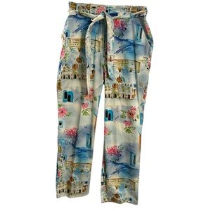 Mirette Colorful Printed Pants with Tie Waist size 8 NWT
